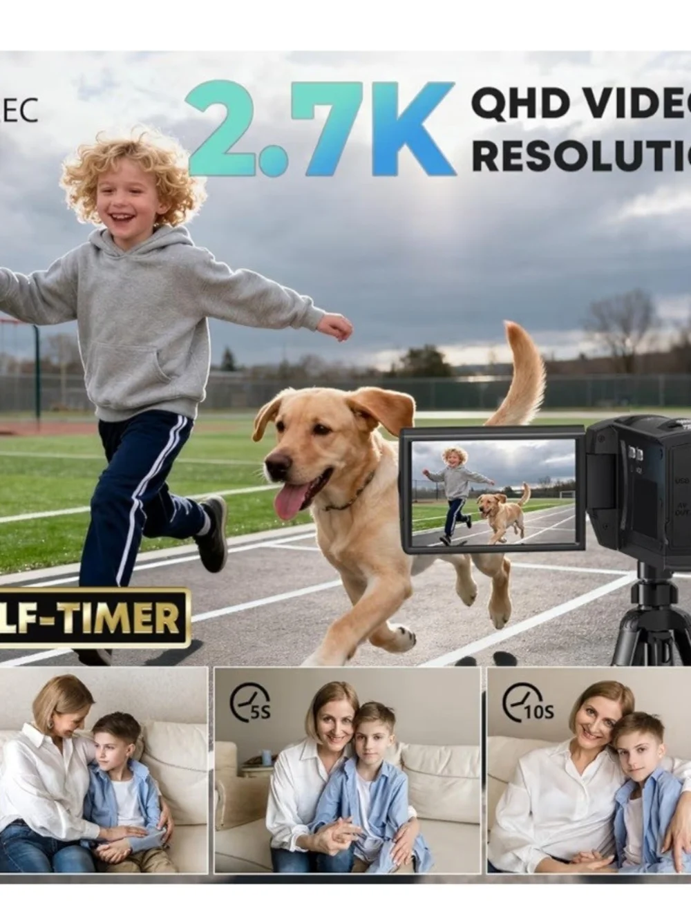 8K Digital Camera (Black) - Touchscreen Vlogging Camera with 16X Zoom